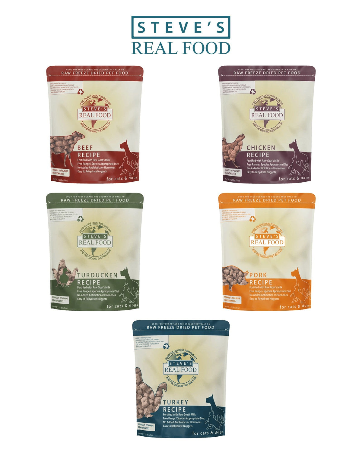 Steve's Real Food Freeze-Dried Raw Dog Food, 20 oz bags in several flavours