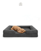Brownie, our 4kg Miniature Poodle, on a size M Mitodo Kumo orthopaedic pet bed in Charcoal Gray