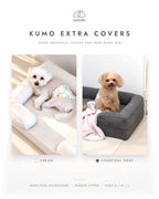 Mitodo Kumo Bed Extra Covers in both colours, shown on Kumo orthopaedic dog beds